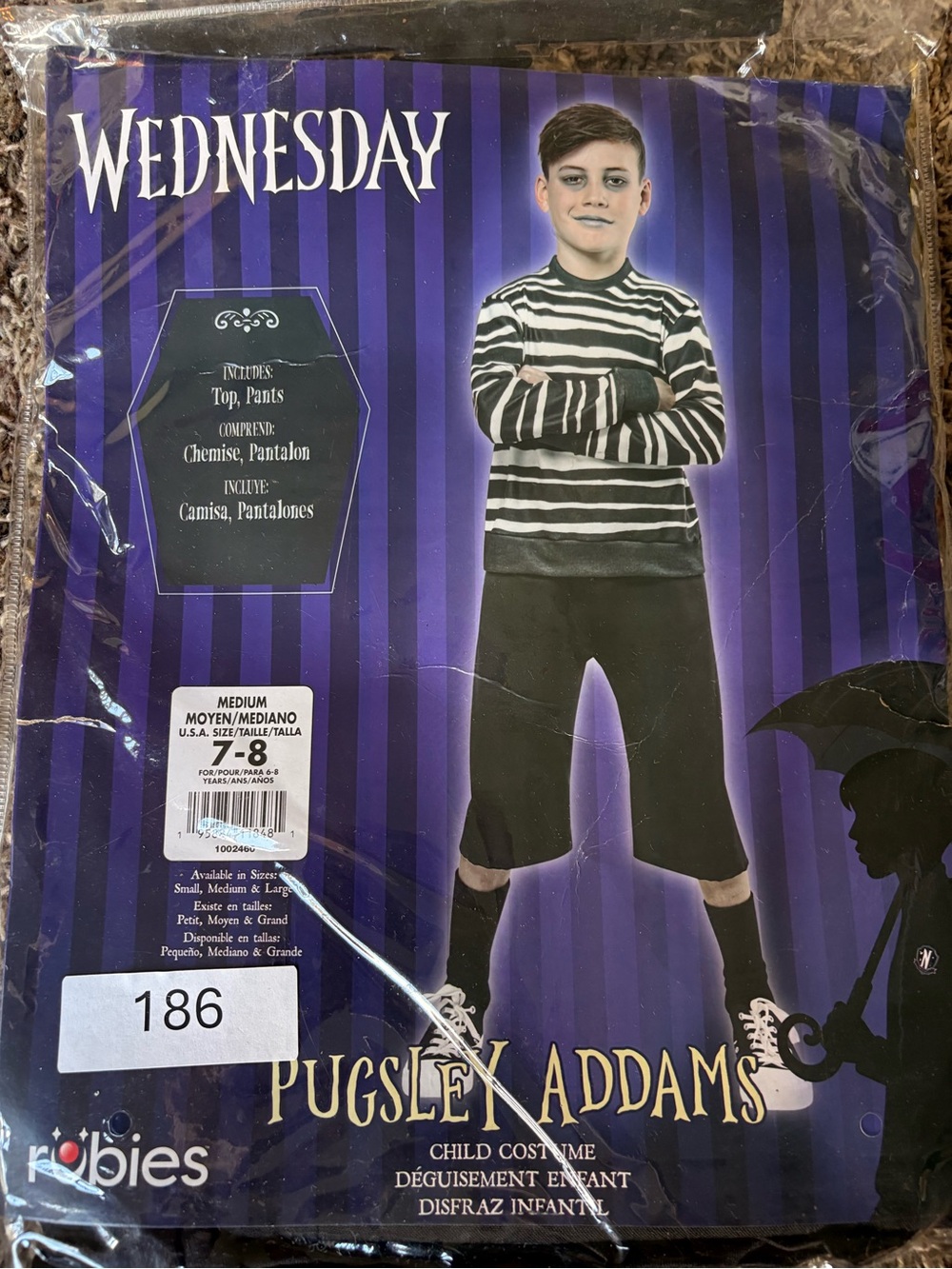 Pugsley Addams Kids Costume - Wednesday Collection - Black & White medium 7-8